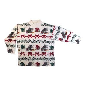 90s vintage scottie and westie allover print mock neck sweatshirt